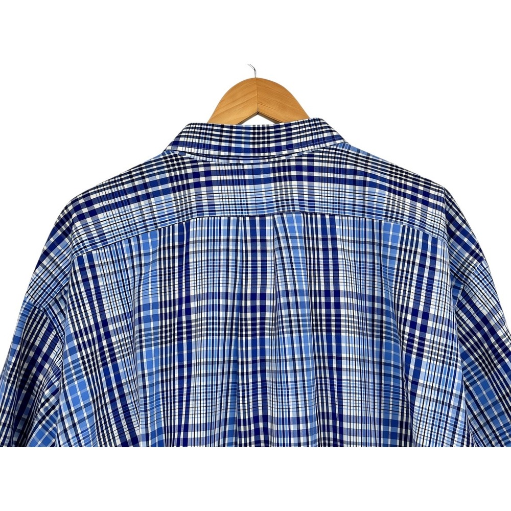 Ralph Lauren Mens 4XB Blue White Plaid Short Sleeve Button Down Shirt Pony Logo - Picture 4 of 7